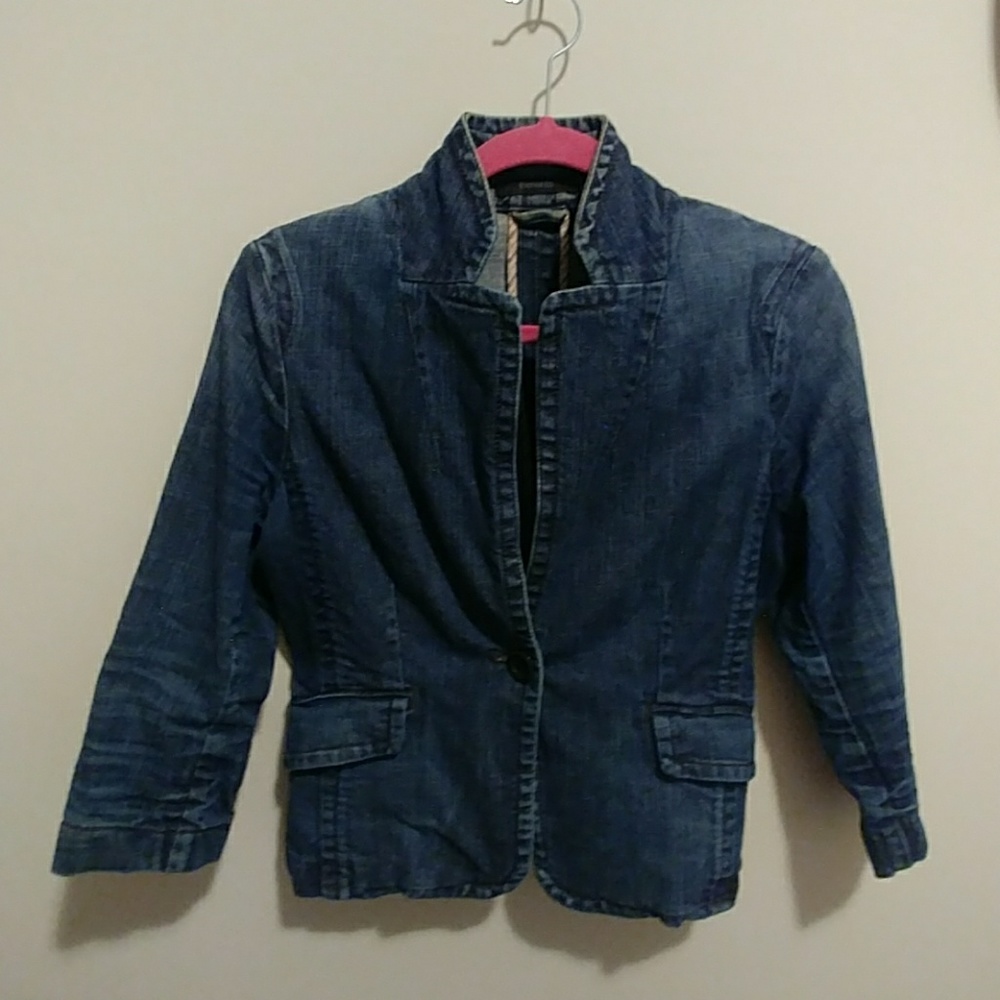 Popped Collar Denim Blazer-w/STYLED PIC!